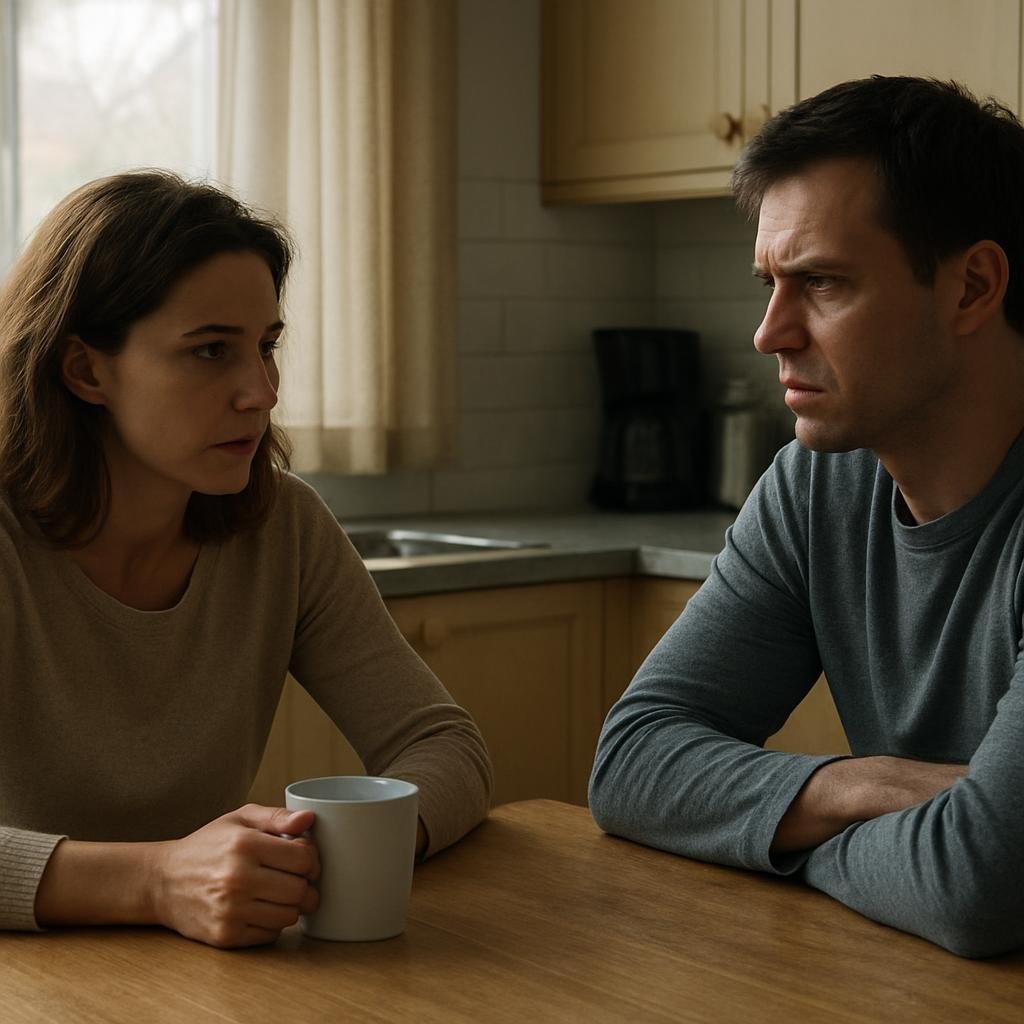 A quiet morning conversation after the night before.
