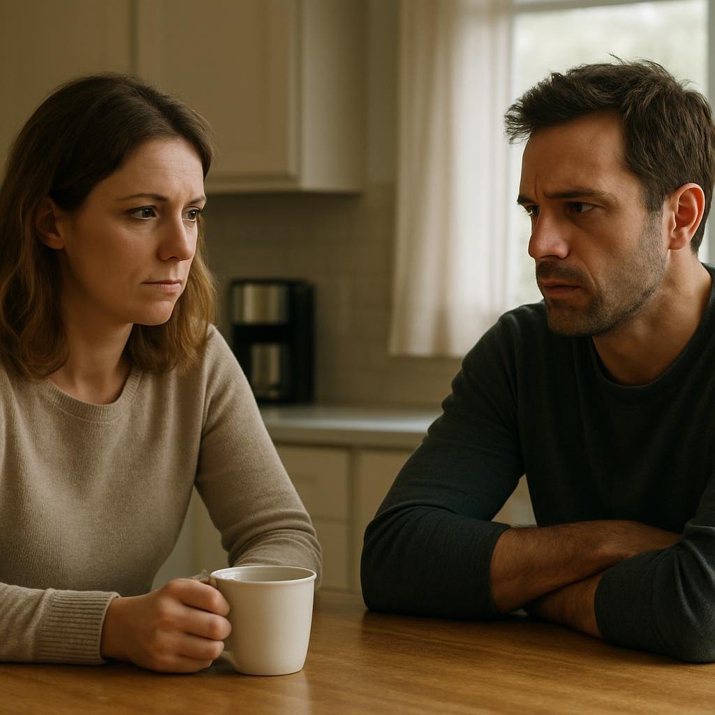 A quiet morning conversation after the night before.