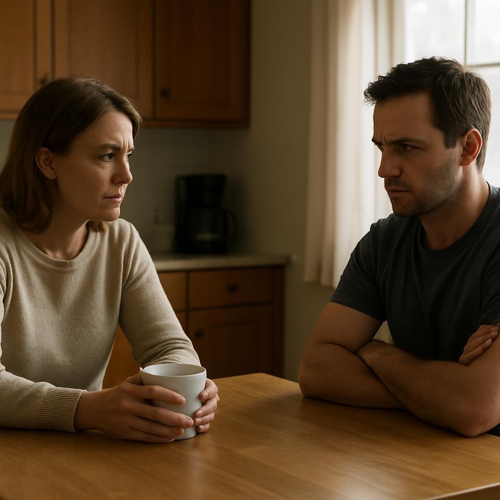 A quiet morning conversation after the night before.