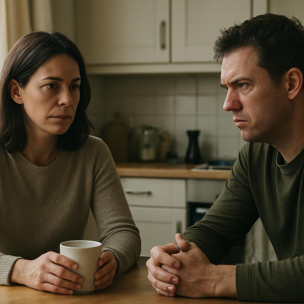 A quiet morning conversation after the night before.